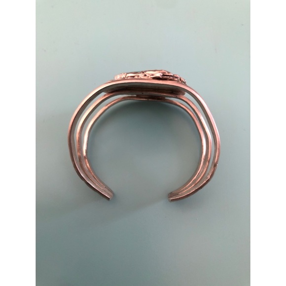 Vintage Native American Turquoise & Sterling Silver Tri-Shank Cuff Bracelet - Picture 10 of 14